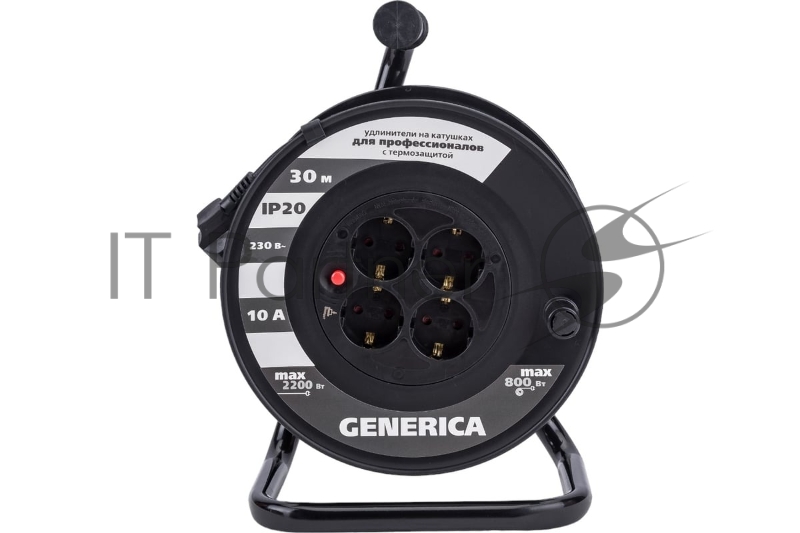 Удлинитель на катушке 4х30 м 2P+PE 10А УК30 с термозащ. 3х1.0 кв.мм GENERICA IEK WKP10-10-04-30-G