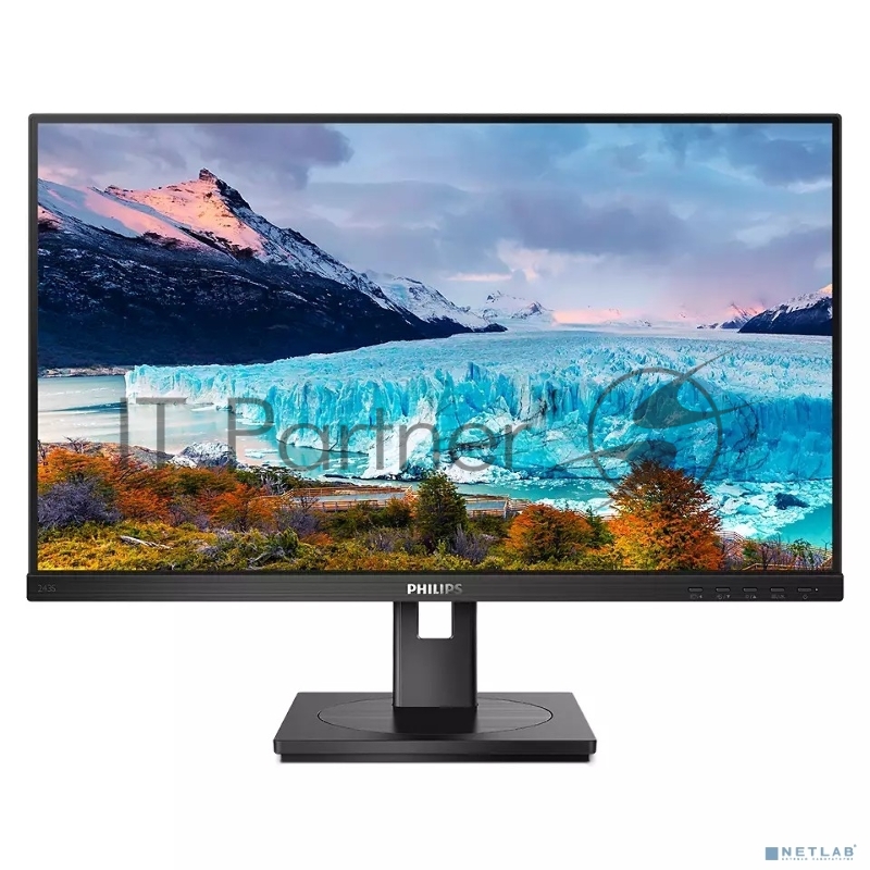 Монитор 23.8" Philips 243S1 IPS 1920x1080, 75 Гц, 4 мс, 16:9, 250 кд/м², HDMI, DisplayPort, USB Type-C, RJ-45, Flicker Free, Low Blue Light, черный