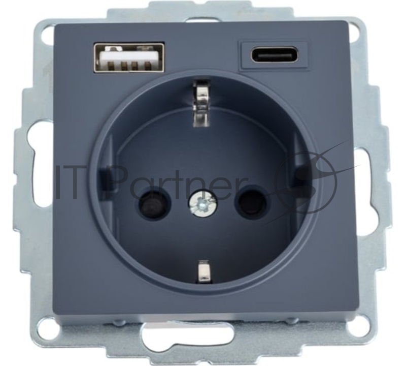 Розетка SE AtlasDesign 16А с USB A+C (5В/2,4А/3 А, 2х5В/1,5А), мех, грифель