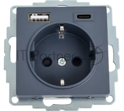 Розетка SE AtlasDesign 16А с USB A+C (5В/2,4А/3 А, 2х5В/1,5А), мех, грифель