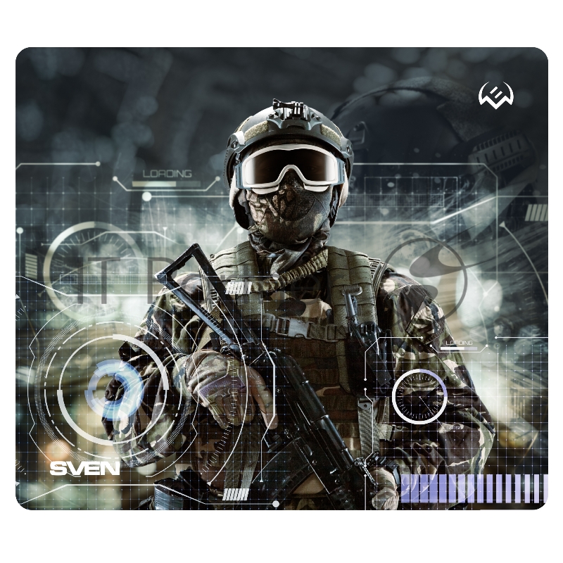 Игровой коврик для мыши (230 х 200 х 2 мм, ткань, резина) SVEN MP-G01S Soldier