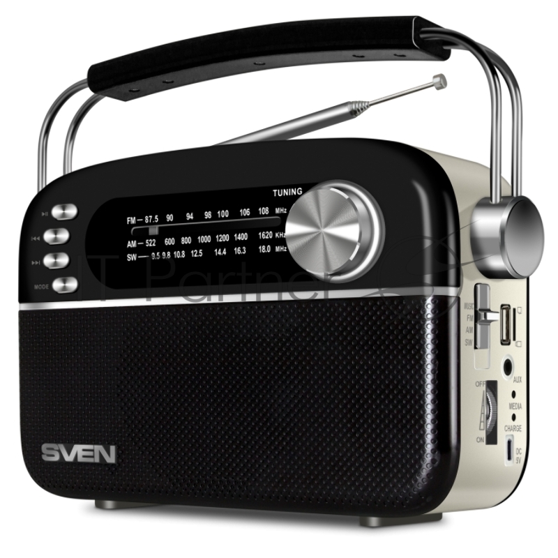 Радиоприемник белый SVEN SRP-505 (4 Вт, FM/AM/SW, USB, SD/microSD, Bluetooth, 1200 мАч)