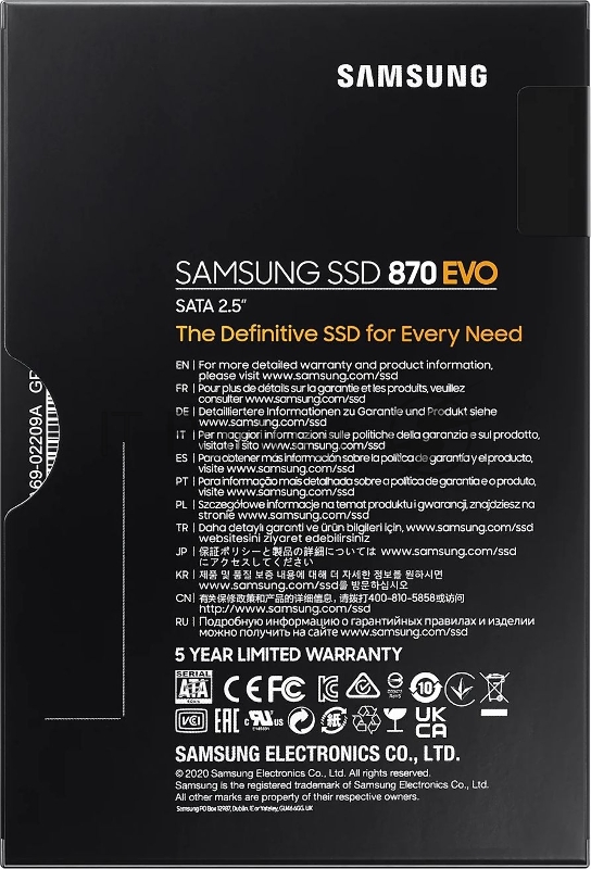 Накопитель SSD Samsung 870 EVO, 4TB, SATA III, 2.5", R/W 560/530