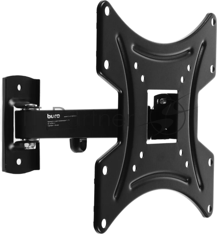 Кронштейн для телевизора Buro FL1S черный, 20"-48" макс. 15 кг, настенный, поворотно-выдвижной и наклонный