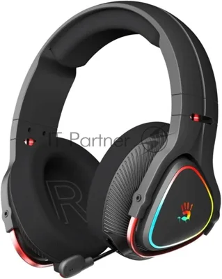 Гарнитура Bloody MR710 чёрный, беспроводная + проводная, Bluetooth, до 44 ч, подсветка