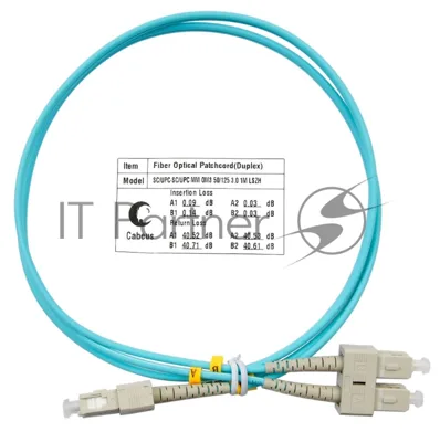 Патч-корд оптический Cabeus FOP-50-SC-SC-1m duplex SC-SC 50/125 мм OM3 1м LSZH