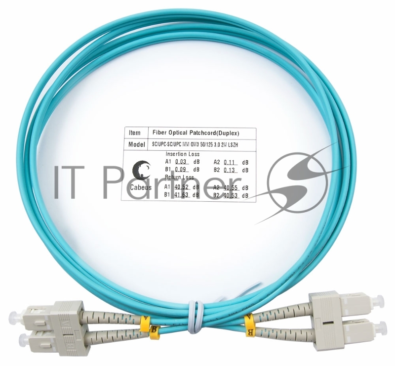 Патч-корд оптический Cabeus FOP-50-SC-SC-2m duplex SC-SC 50/125 мм OM3 2м LSZH