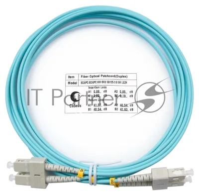 Патч-корд оптический Cabeus FOP-50-SC-SC-3m duplex SC-SC 50/125 мм OM3 3м LSZH