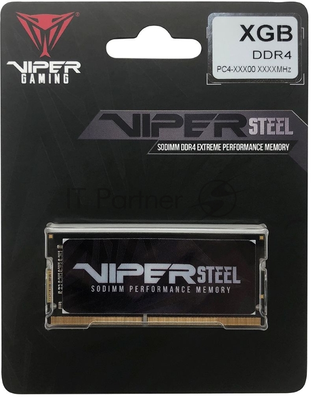 Оперативная память Patriot Viper Steel, DDR4, 8GB (1x8GB), 3200MHz, CL22, с радиатором, черный, SO-DIMM