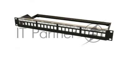 Комм. патч-панель Hyperline, 19", 1HU, портов: 24 х keystone, неэкр., черный, (PPBL6-19-24-RM)