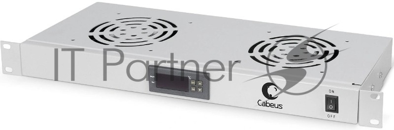 Вентиляторный модуль Cabeus JG02 19", 220V, 1U, 45х480х170 мм (ВхШхГ), вентиляторов: 2, поток: 300 м3/ч, для шкафов, серый