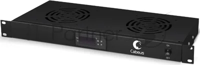 Вентиляторный модуль Cabeus JG02-BK 19", 220V, 1U, 45х480х170 мм (ВхШхГ), вентиляторов: 2, поток: 300 м3/ч, для шкафов, черный