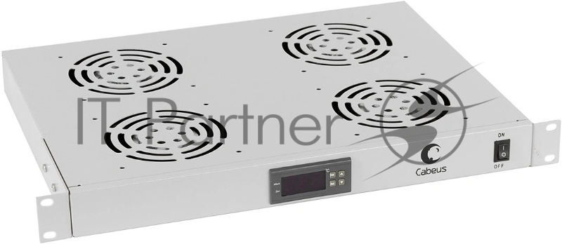 Вентиляторный модуль Cabeus JG03t 19", 220V, 1U, 45х485х320 мм (ВхШхГ), вентиляторов: 4, поток: 600 м3/ч, для шкафов, серый