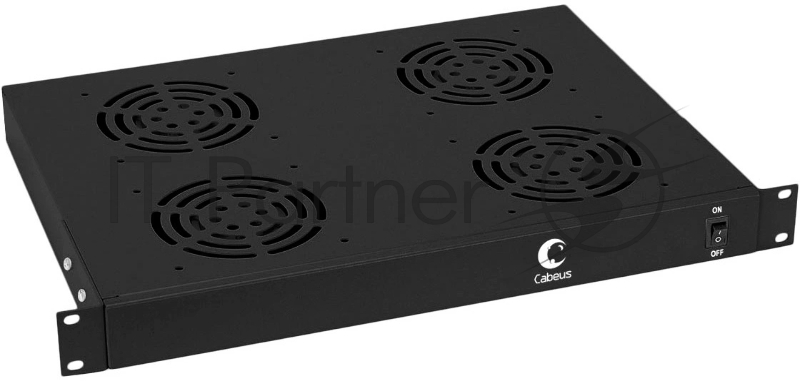 Вентиляторный модуль Cabeus, 19", 220V, 1U, 45х485х320 мм (ВхШхГ), вентиляторов: 4, поток: 600 м3/ч, для шкафов, черный