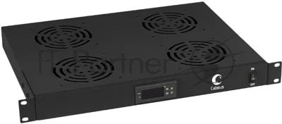 Вентиляторный модуль Cabeus JG03t-BK 19", 220V, 1U, 45х485х320 мм (ВхШхГ), вентиляторов: 4, поток: 600 м3/ч, для шкафов, черный