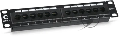 Патч-панель Cabeus PL-12-Cat.5e 10"-Dual 10", 1HU, портов: 12 х RJ45, кат. 5е, неэкр., черный, настенная с подставкой