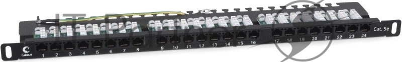 Патч-панель Cabeus PLHD-24-Cat.5e-Dual-90-0,5U 19", 0,5HU, портов: 24 х RJ45, кат. 5е, неэкр., черный