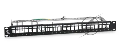 Патч-панель модульная Cabeus PLB-24-SH 19", 1HU, портов: 24 х keystone, кат. 5-7A, неэкр., черный, без модулей