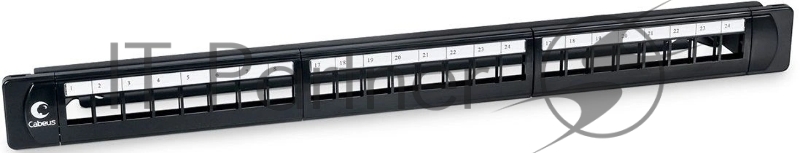 Патч-панель Cabeus PLB-24 19", 1HU, портов: 24 х keystone, кат. 5-7A, неэкр., черный, без модулей