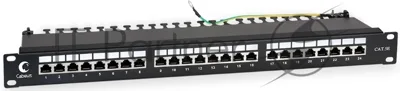 Патч-панель Cabeus PL-24-Cat.5e-SH-Dual 19", 1HU, портов: 24 х RJ45, кат. 5е, экр., черный