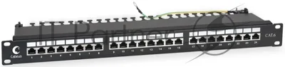 Патч-панель Cabeus PL-24-Cat.6-SH-Dual 19", 1HU, портов: 24 х RJ45, кат. 6, экр., черный