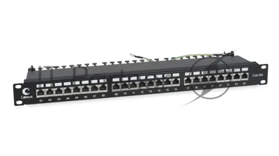 Патч-панель Cabeus PL-24-Cat.6A-SH-Dual 19", 1HU, портов: 24 х RJ45, кат. 6A, экр., черный
