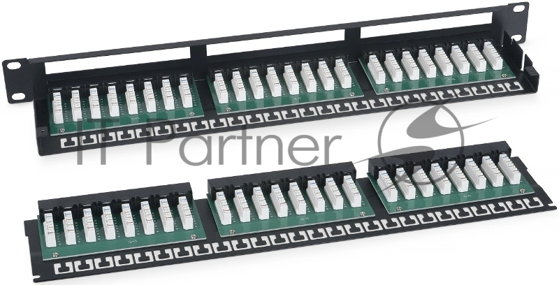 Патч-панель Cabeus PLHD-48-Cat.5e-Dual 19", 1HU, портов: 48 х RJ45, кат. 5е, неэкр., черный