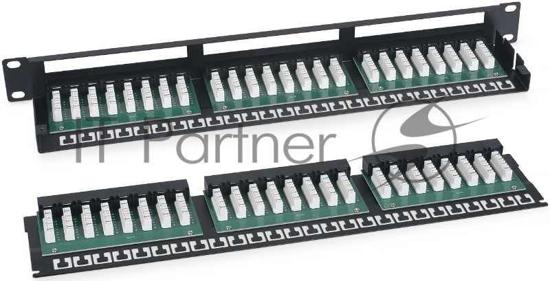 Патч-панель Cabeus PLHD-48-Cat.6-Dual 19", 1HU, портов: 48хRJ45, кат. 6, неэкр., черный
