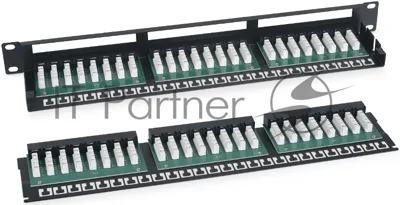 Патч-панель Cabeus PLHD-48-Cat.6-Dual 19", 1HU, портов: 48хRJ45, кат. 6, неэкр., черный
