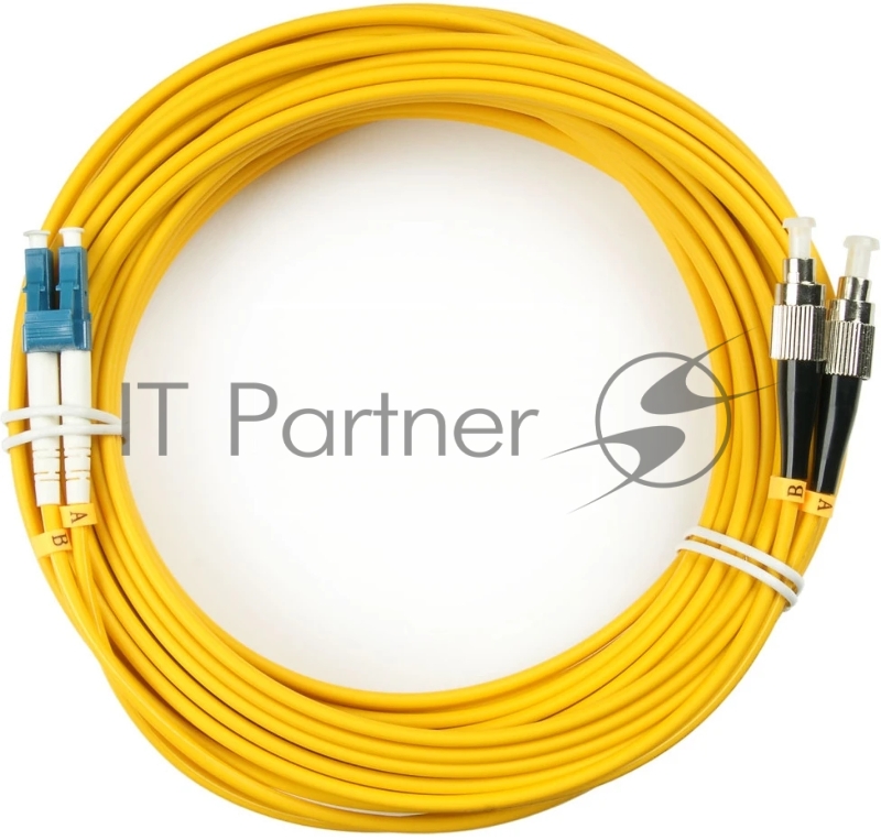 Патч-корд оптический Cabeus Tight Buffer, Duplex LC/FC, OS2 9/125, LSZH, 20м, Ø 3мм, синий хвостовик, жёлтый