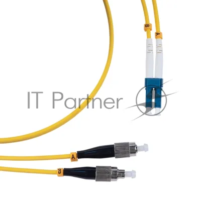 Патч-корд оптический Cabeus Tight Buffer FOP(d)-9-LC-FC-7m Duplex LC/FC, OS2 9/125, LSZH, 7м, Ø 3мм, чёрный хвостовик, цвет: жёлтый