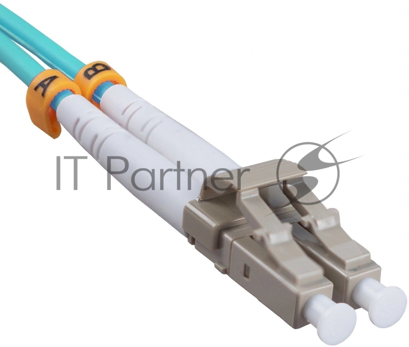 Патч-корд оптический Cabeus Tight Buffer FOP-50-LC-LC-20m Duplex LC/LC, OM3 50/125, LSZH, 20м, Ø 3мм, серый хвостовик, цвет: аква