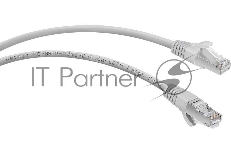 Шнур комм. Cabeus, кат. 6A, экр., S/FTP, RJ45/RJ45, LSZH, AWG26, 5м, серый