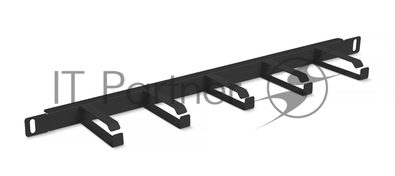 Органайзер кабельный горизонтальный Cabeus JB08-0,5U-BK 19", 0,5HU, 23х430 мм (ВхШ), кольцевого типа, 5 колец, для шкафов, чёрный (металлический)
