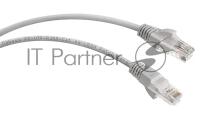 Шнур коммутационный Cabeus, cat.6a, неэкр., U/UTP, RJ45/RJ45, LSZH, AWG24, 0.5м, серый