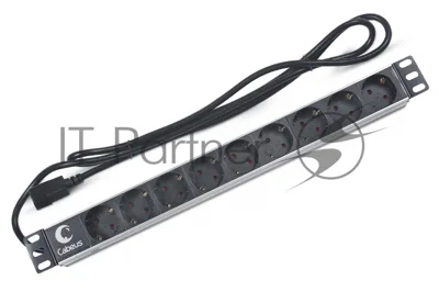Блок силовых розеток Cabeus PDU-9P-2IEC Shuko х 9, вход IEC 320 C14, для шкафов, шнур 2 м, 50х490х50 мм (ВхШхГ), 10А, черный