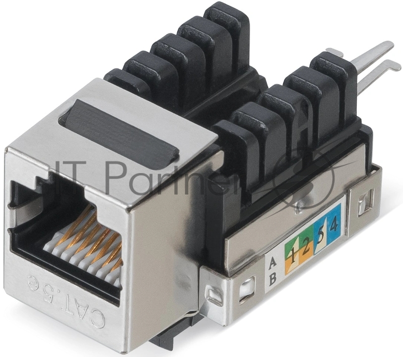Вставка Cabeus KJ-RJ45-Cat.5e-SH-90 keystone, 1хRJ45, Toolless, кат. 5е, экр., серебристый