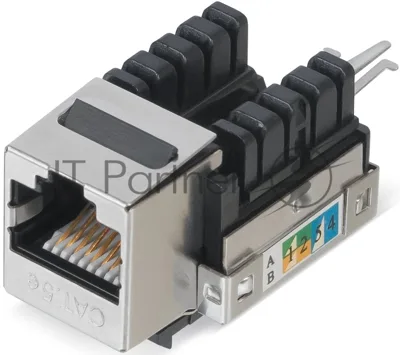 Вставка Cabeus KJ-RJ45-Cat.5e-SH-90 keystone, 1хRJ45, Toolless, кат. 5е, экр., серебристый