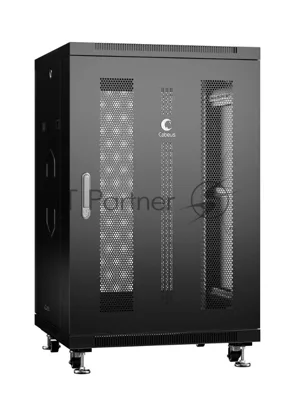 Шкаф серверный напольный Cabeus ND-05C-18U60/100-BK IP20, 18U, 988х600х1000 мм (ВхШхГ), дверь: перфорация, боковая панель: сплошная, разборный, чёрный