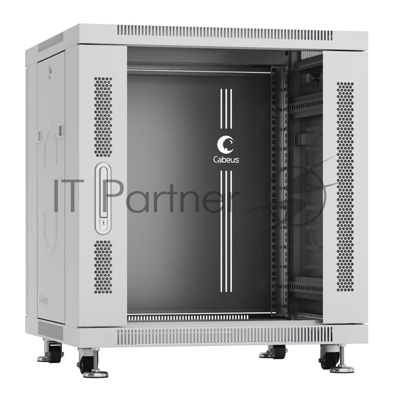 Шкаф телекоммуникационный напольный Cabeus SH-05C-12U60/80 серый, IP20, 12U, 730х600х800 мм (ВхШхГ), дверь: стекло, разборный