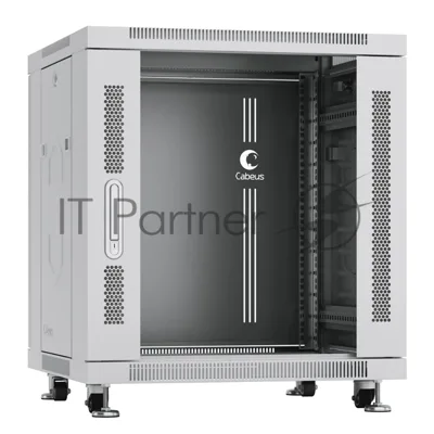 Шкаф телекоммуникационный напольный Cabeus SH-05C-12U60/80 серый, IP20, 12U, 730х600х800 мм (ВхШхГ), дверь: стекло, разборный