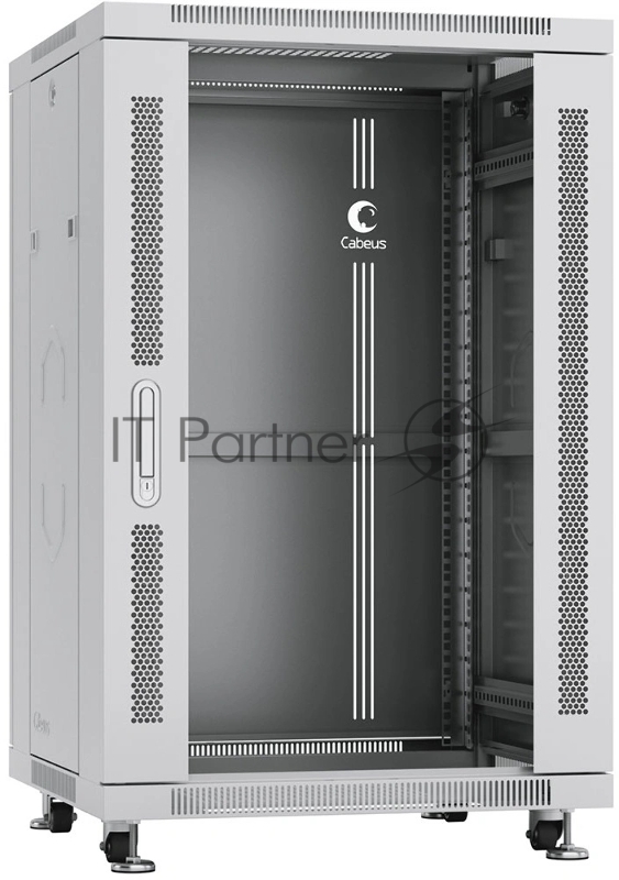 Шкаф телекоммуникационный напольный Cabeus SH-05C-18U60/80 IP20, 18U, 988х600х800 мм (ВхШхГ), дверь: стекло, разборный, цвет: серый