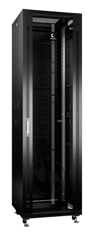Шкаф телекоммуникационный напольный Cabeus SH-05C-42U60/60-BK IP20, 42U, 2055х600х600 мм (ВхШхГ), дверь: стекло, боковая панель: сплошная, разборный, черный