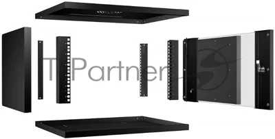 Шкаф телекоммуникационный настенный Cabeus Light, 19", 6U, 320х550х450 мм (ВхШхГ), дверь: стекло, разборный, черный