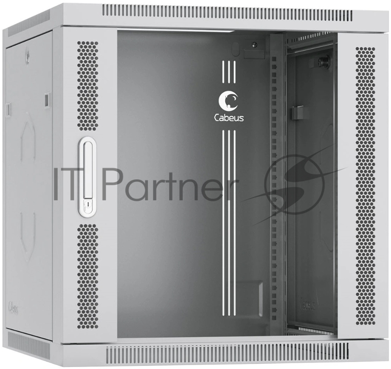 Шкаф телекоммуникационный настенный Cabeus SH-05F-12U60/60-R 19", 12U, 635х600х600 мм (ВхШхГ), дверь: стекло, разборный, серый