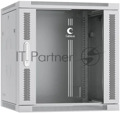 Шкаф телекоммуникационный настенный Cabeus SH-05F-12U60/60-R 19", 12U, 635х600х600 мм (ВхШхГ), дверь: стекло, разборный, серый