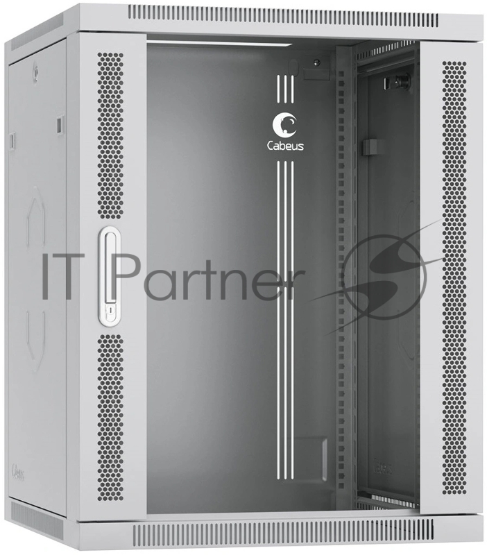 Шкаф телекоммуникационный настенный Cabeus SH-05F-15U60/60-R 19", 15U, 769х600х600 мм (ВхШхГ), дверь: стекло, разборный, серый