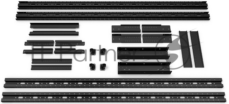 Стойка открытая 19" Cabeus RA-47U-1000-BK универсальная, 47U, 2237х515х1000 мм (ВхШхГ), двухрамная, чёрный