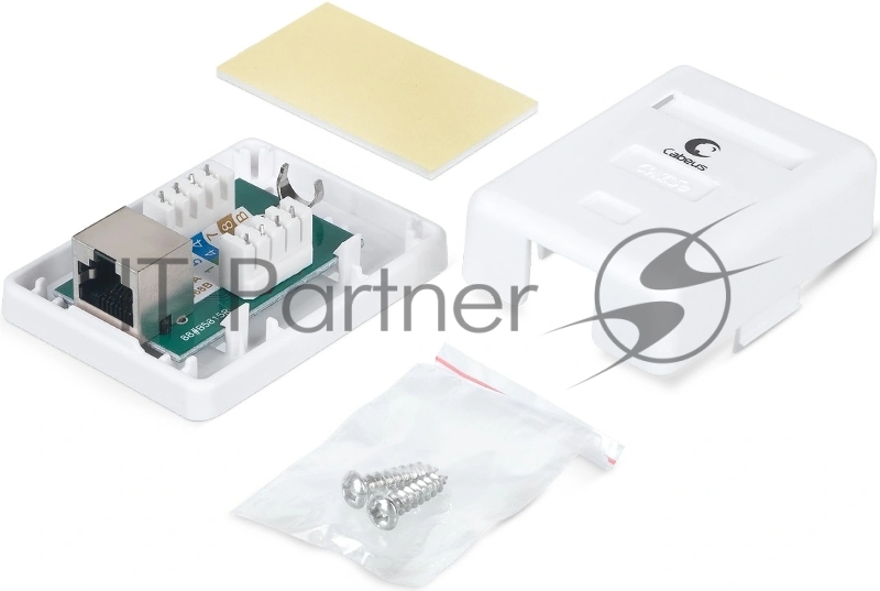 Розетка в сборе Cabeus, 1x RJ45(8P8C), кат. 5е, экр., внешняя, белый, (WS-8P8C-Cat.5e-SH-1)