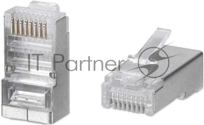 Коннектор Cabeus 8P8C-SH, RJ45, кат. 5е, экр., для одножильного и многожильного кабеля, серебристый